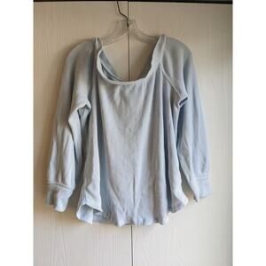 Abercrombie & Fitch Blue Rib Knit Cold Shoulder Sweater Size L